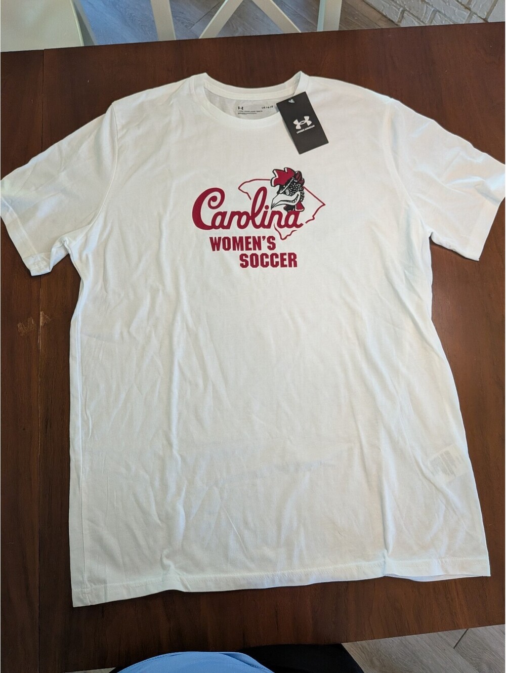 Under Armour Carolina Women's Soccer White Loose Fit T-Shirt Size L